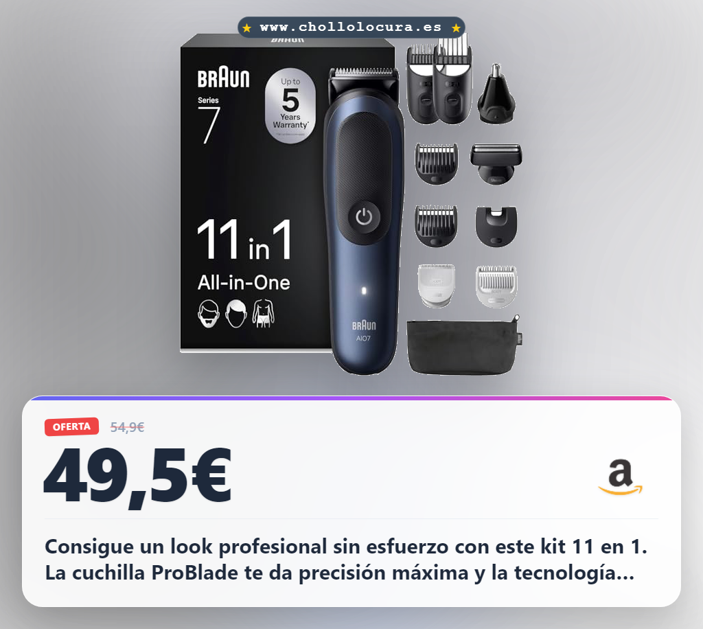Consigue el kit Braun 11 en 1 inalámbrico AIO7540 para afeitado y cuidado personal al mejor precio