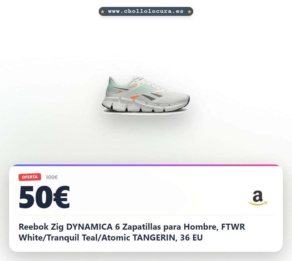 Reebok Zig DYNAMICA 6 Zapatillas para Hombre, FTWR White/Tranquil Teal/Atomic TANGERIN, 36 EU