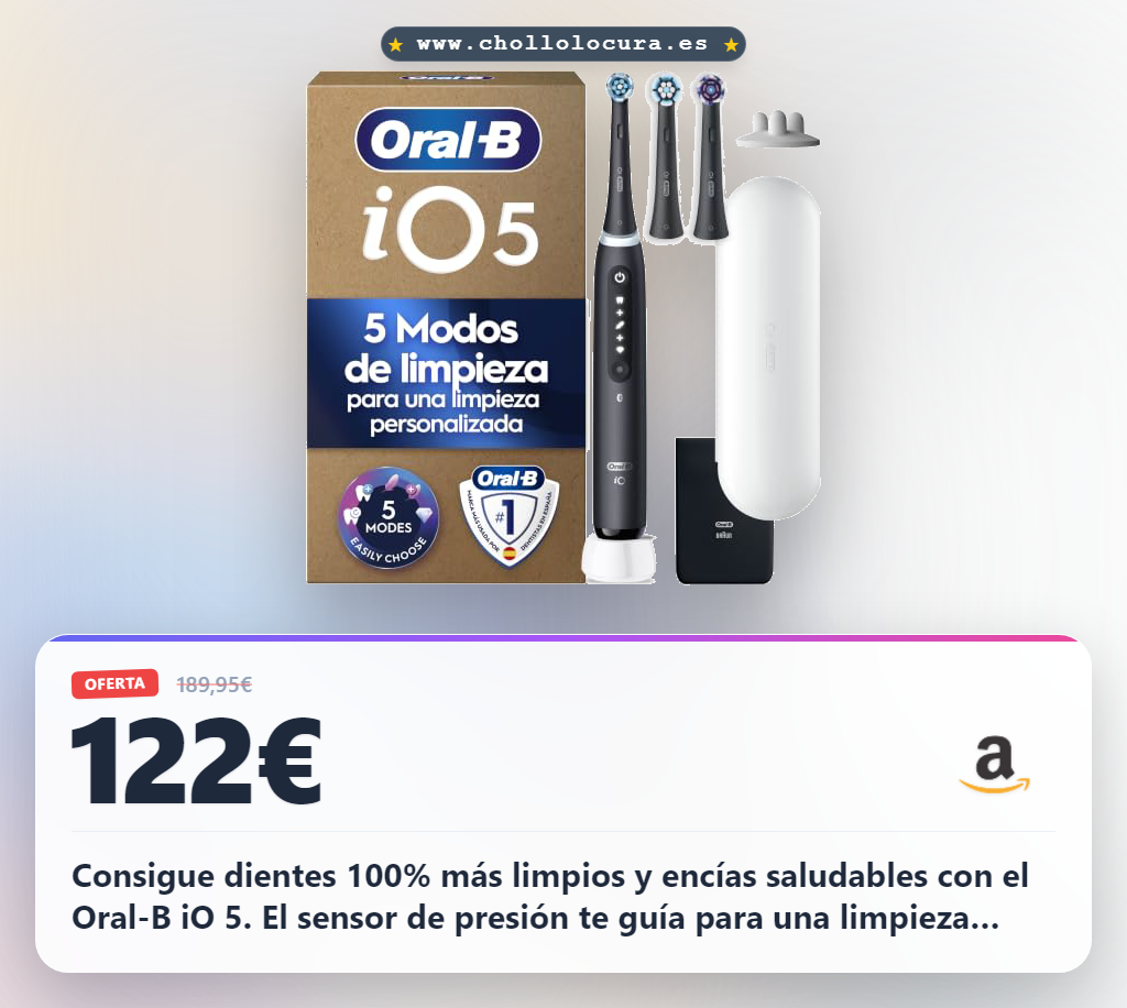 Logra el Cepillo de Dientes Eléctrico Oral-B iO 5 Negro con 5 modos y sensor de presión al mejor precio