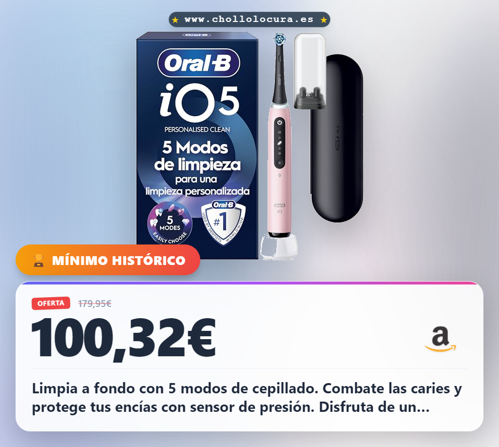 Consigue el cepillo dental eléctrico Oral-B iO 5N con 5 modos y sensor de presión al mejor precio