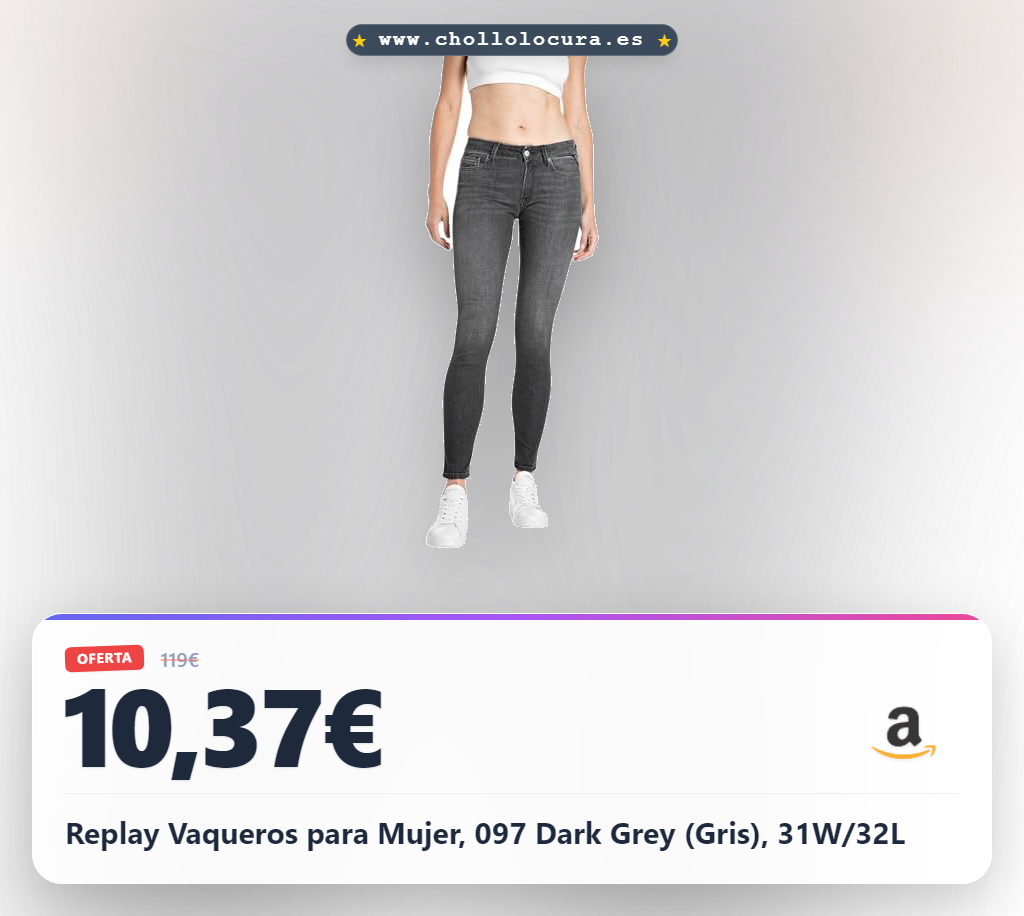 Replay Vaqueros para Mujer, 097 Dark Grey (Gris), 31W/32L