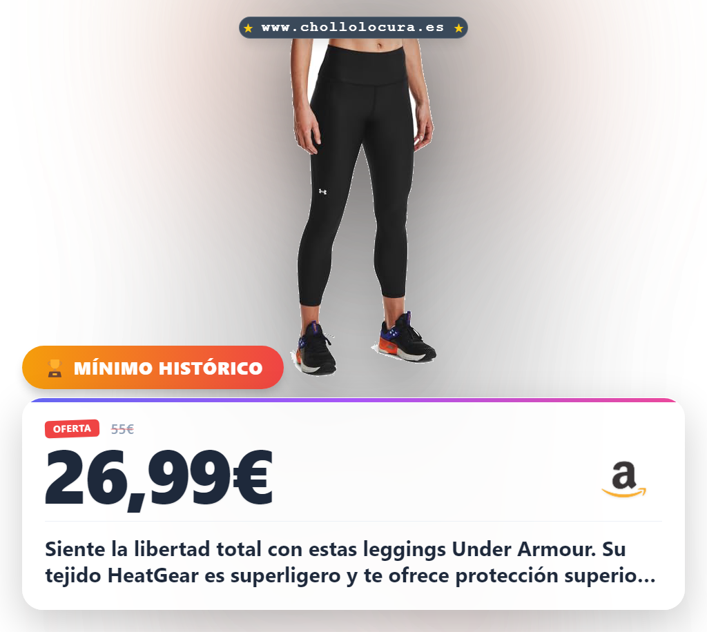 Consigue las leggings Under Armour HG Armour para mujer. Tejido HeatGear superligero y ajuste perfecto en oferta histórica en España.