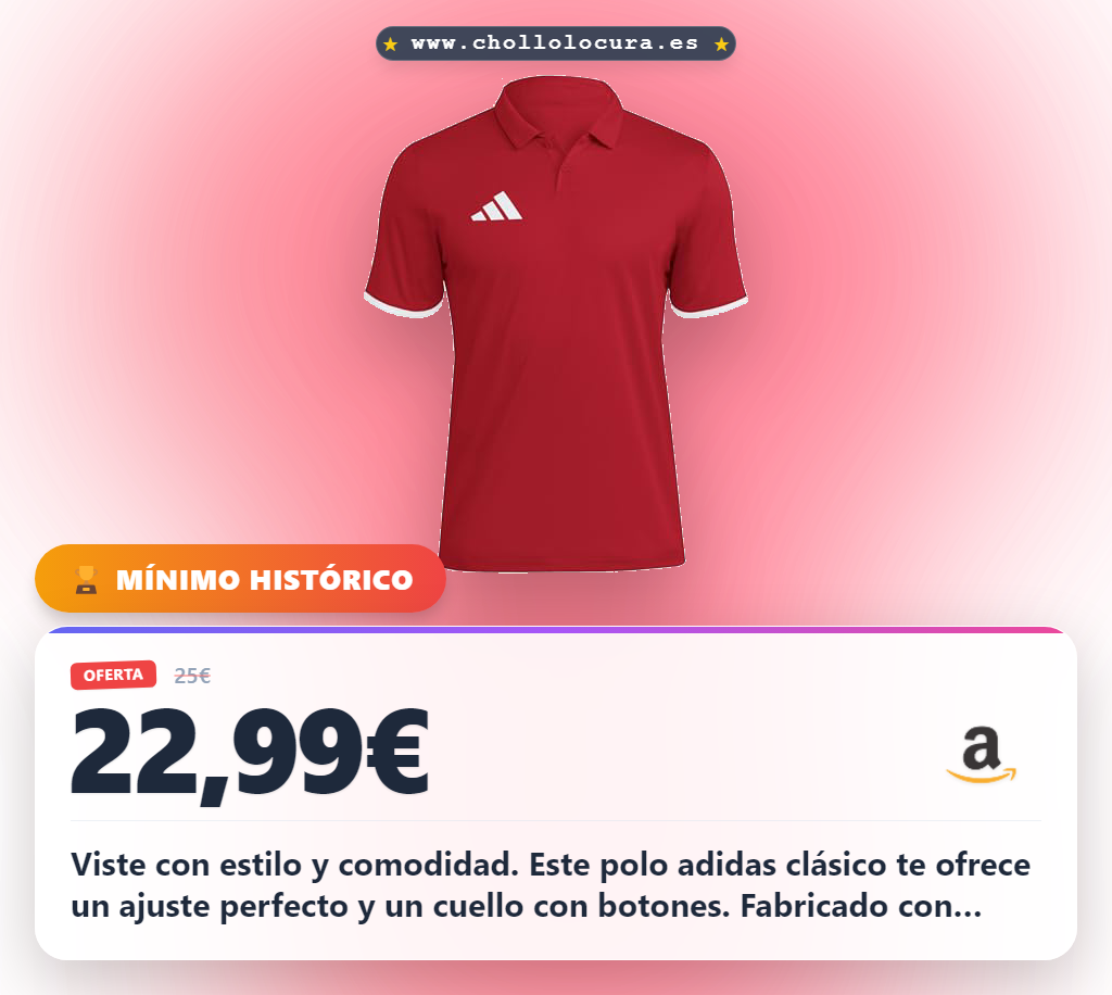 Consigue la Polo adidas Hombre Entrada26 Team Power Rojo y Blanco en oferta histórica