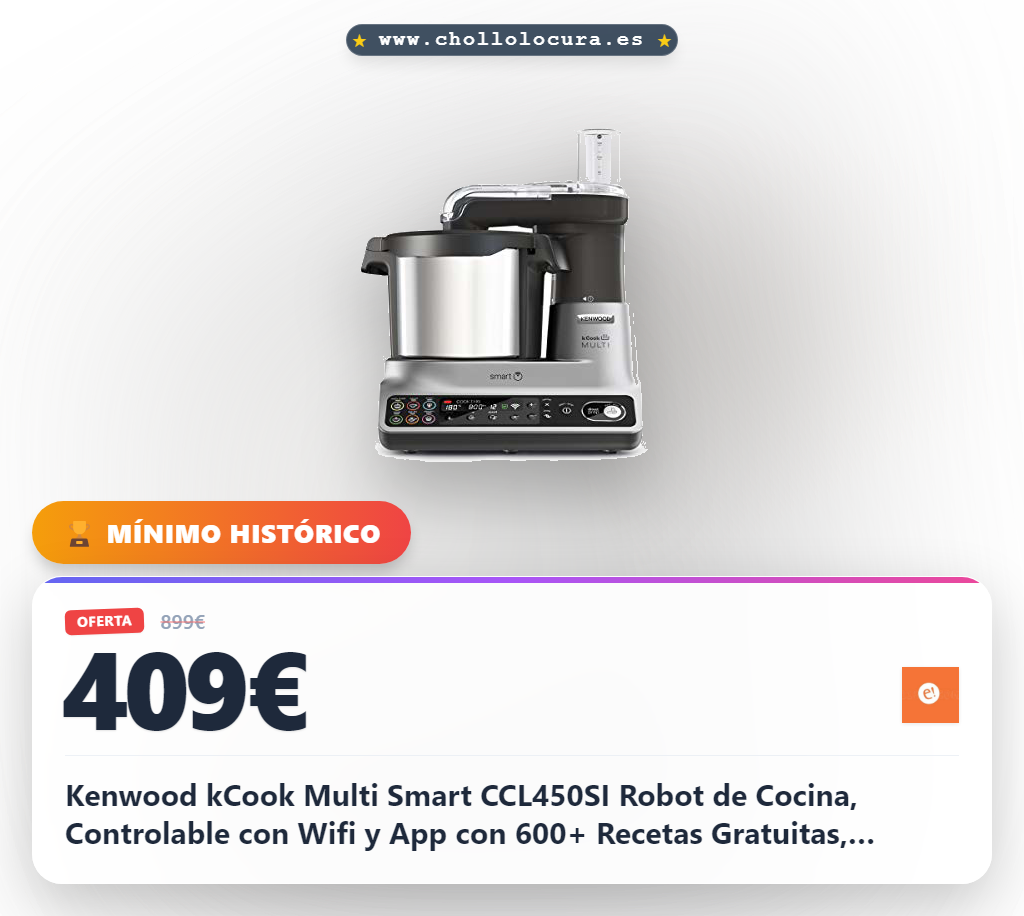 Kenwood kCook Multi Smart CCL450SI Robot de Cocina, Controlable con Wifi y App con 600+ Recetas Gratuitas, Báscula Conectada, 1500 W, Capacidad 4,5L