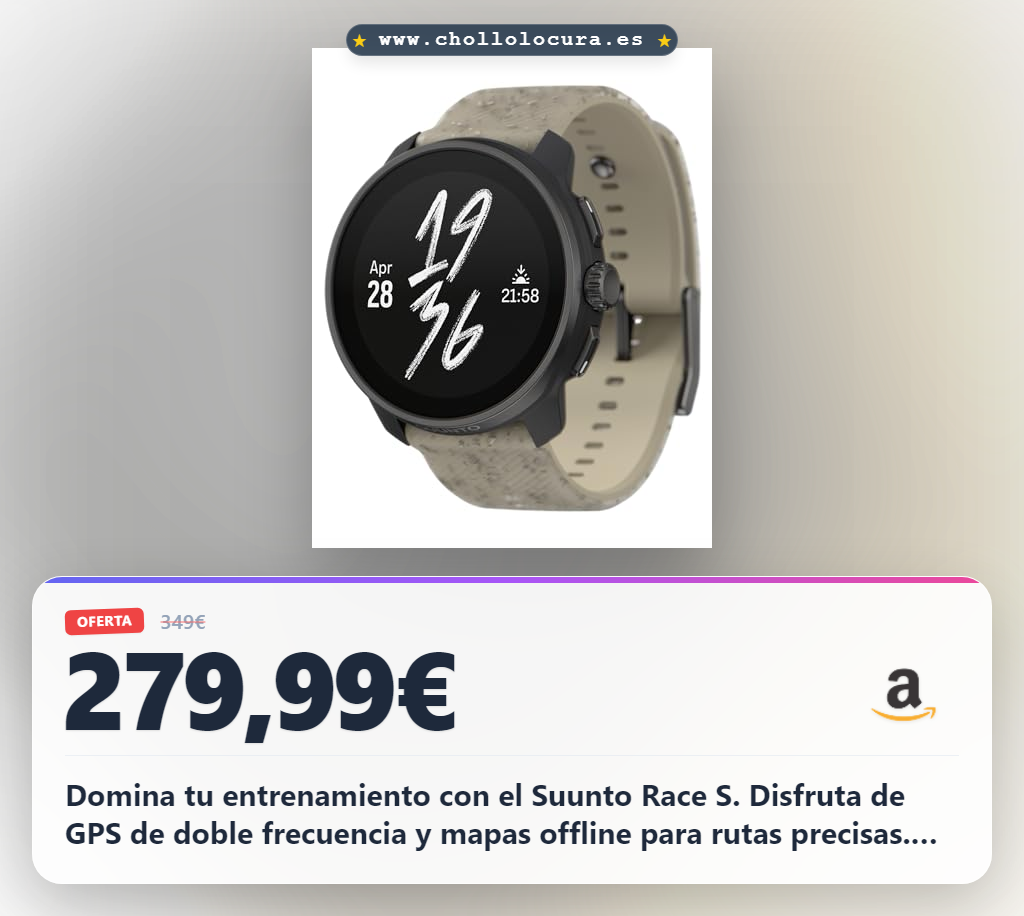 Consigue el reloj Suunto Race S con pantalla AMOLED y GPS de doble frecuencia al mejor precio