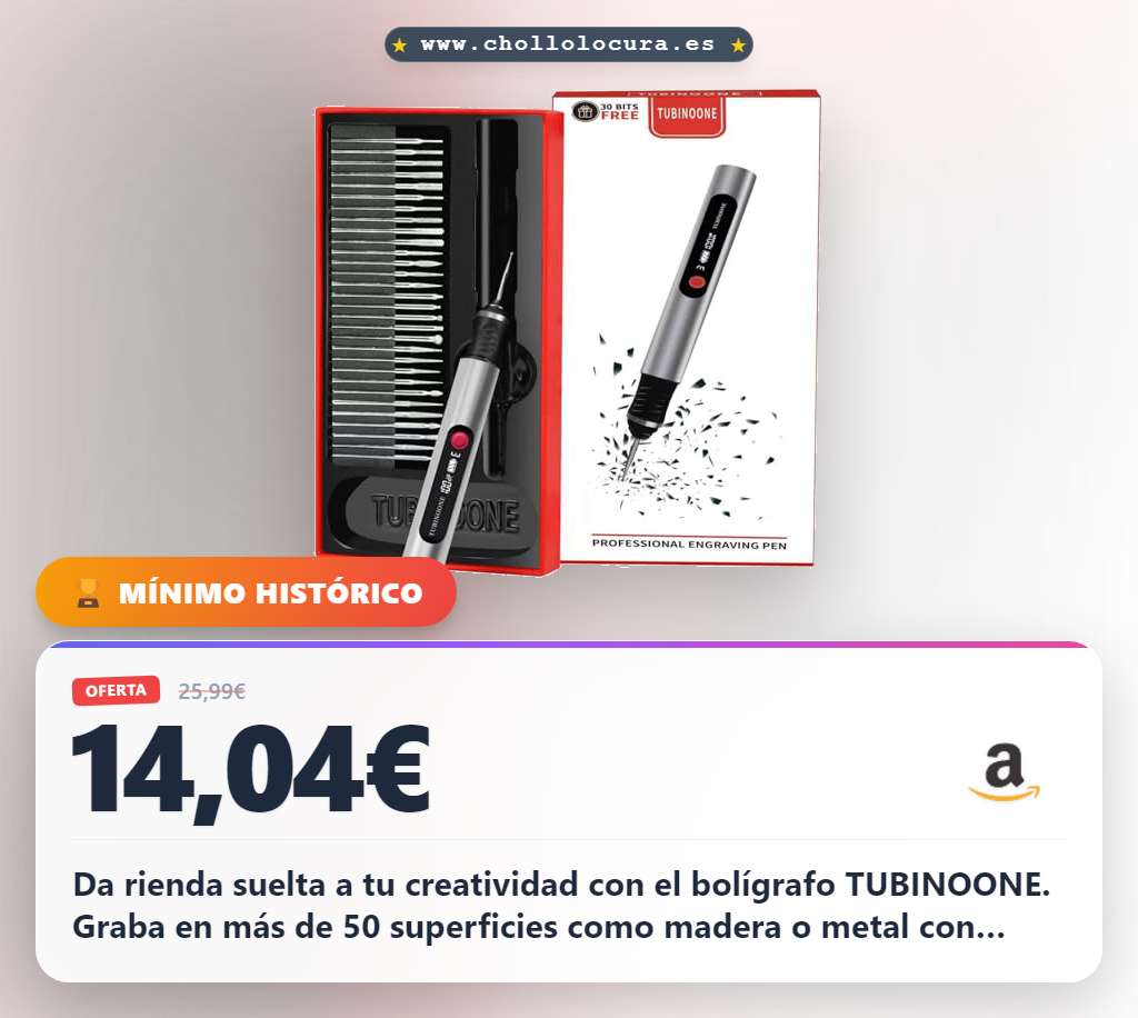 Llévate el bolígrafo de grabado TUBINOONE portátil y recargable para artistas. Graba más de 50 superficies al mejor precio.
