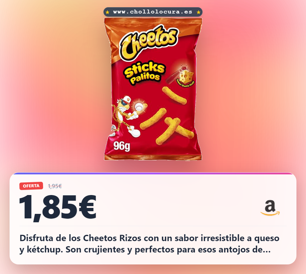 Logra disfrutar de los Cheetos Rizos de sabor a queso y ketchup, el aperitivo hinchado ideal en oferta.