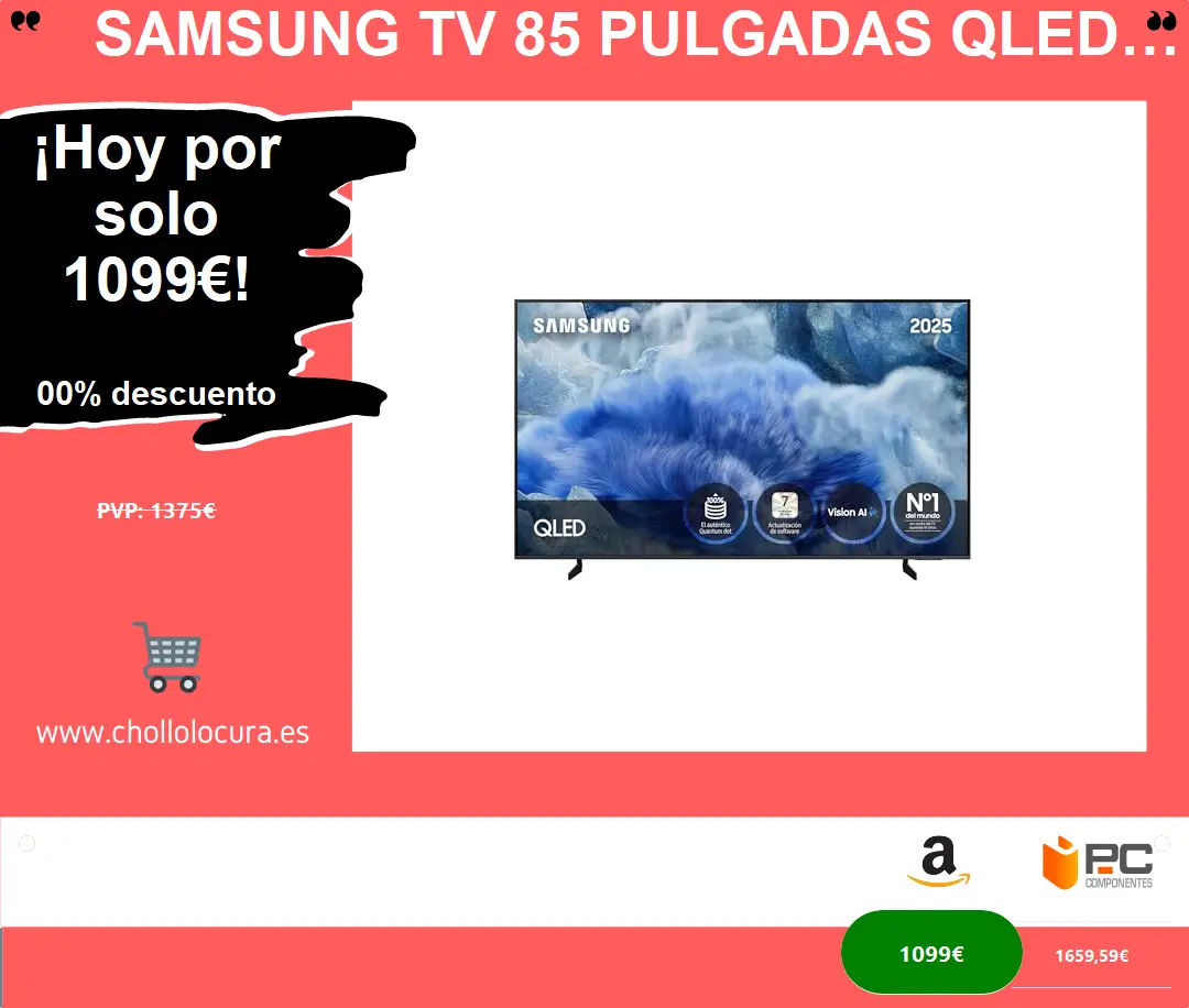 Samsung TV 85 Pulgadas QLED Q8F 4K Smart TV con Vision AI, 100% Volumen de Color con Quantum Dot, el auténtico Quantum Dot y Motion Xcelerator