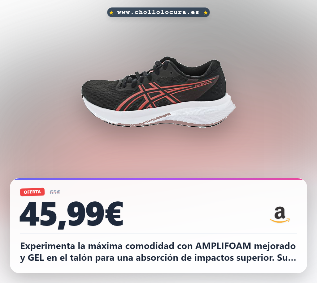 Aprovecha las zapatillas Asics Patriot 14 con AMPLIFOAM y GEL para correr y caminar al mejor precio de oferta