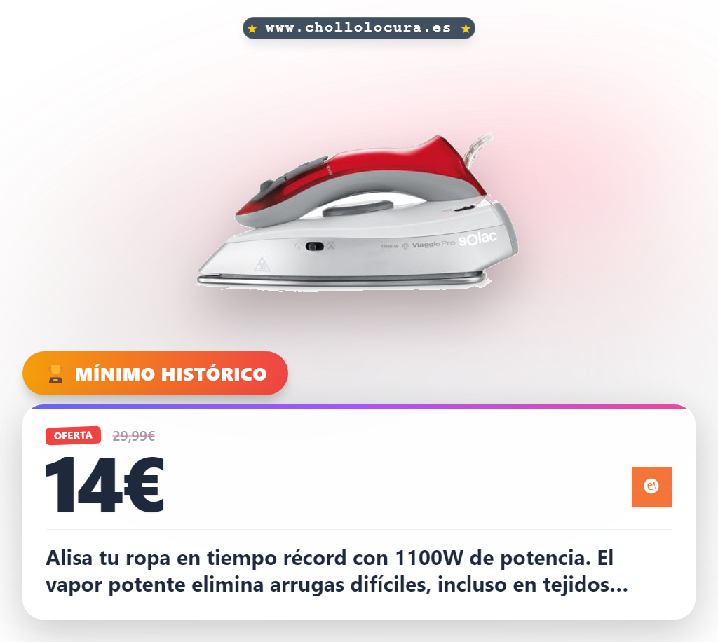 Aprovecha la plancha de viaje 1100W con vapor vertical para eliminar arrugas en tus viajes al mejor precio