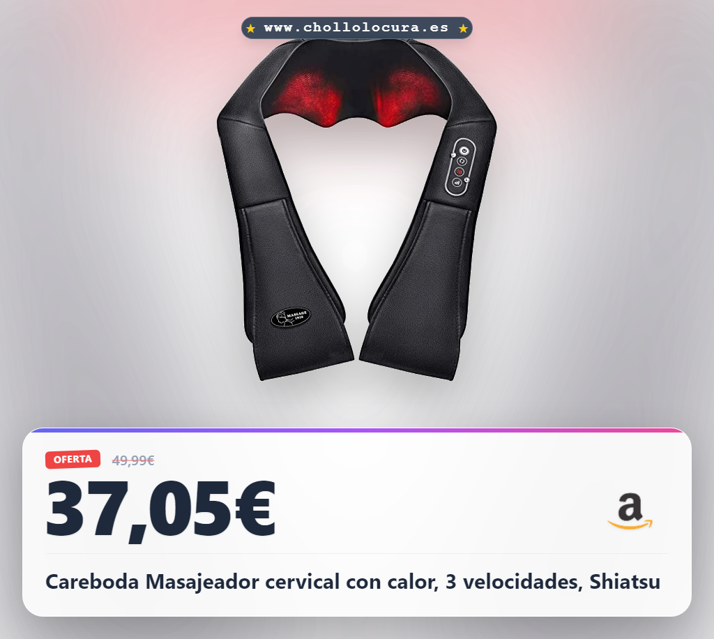 Careboda Masajeador cervical con calor, 3 velocidades, Shiatsu