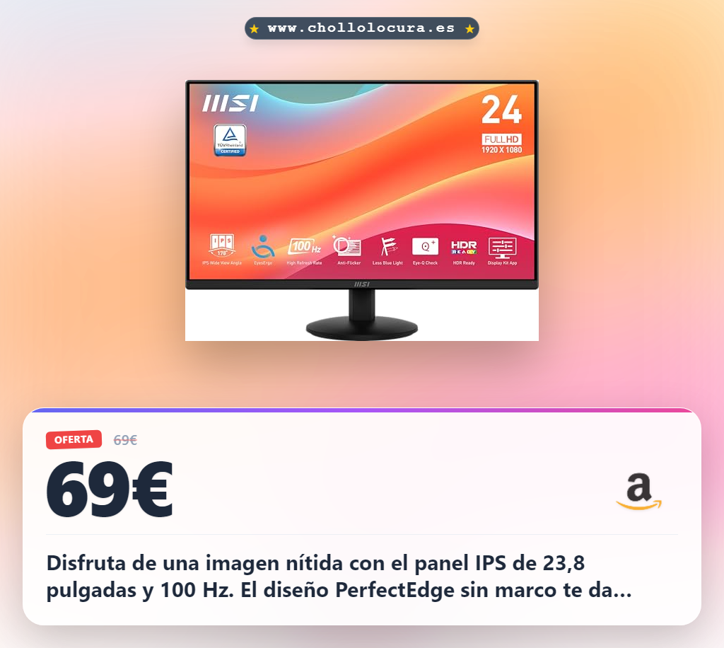 Consigue el monitor IPS FHD 23,8 pulgadas con 100 Hz y diseño PerfectEdge al mejor precio