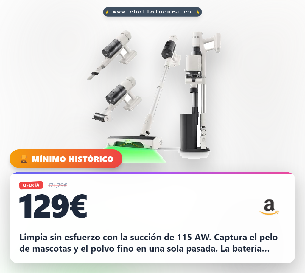 Aprovecha la aspiradora sin cable Roborock H60 Hub para mascotas con vaciado automático y potencia 115 AW