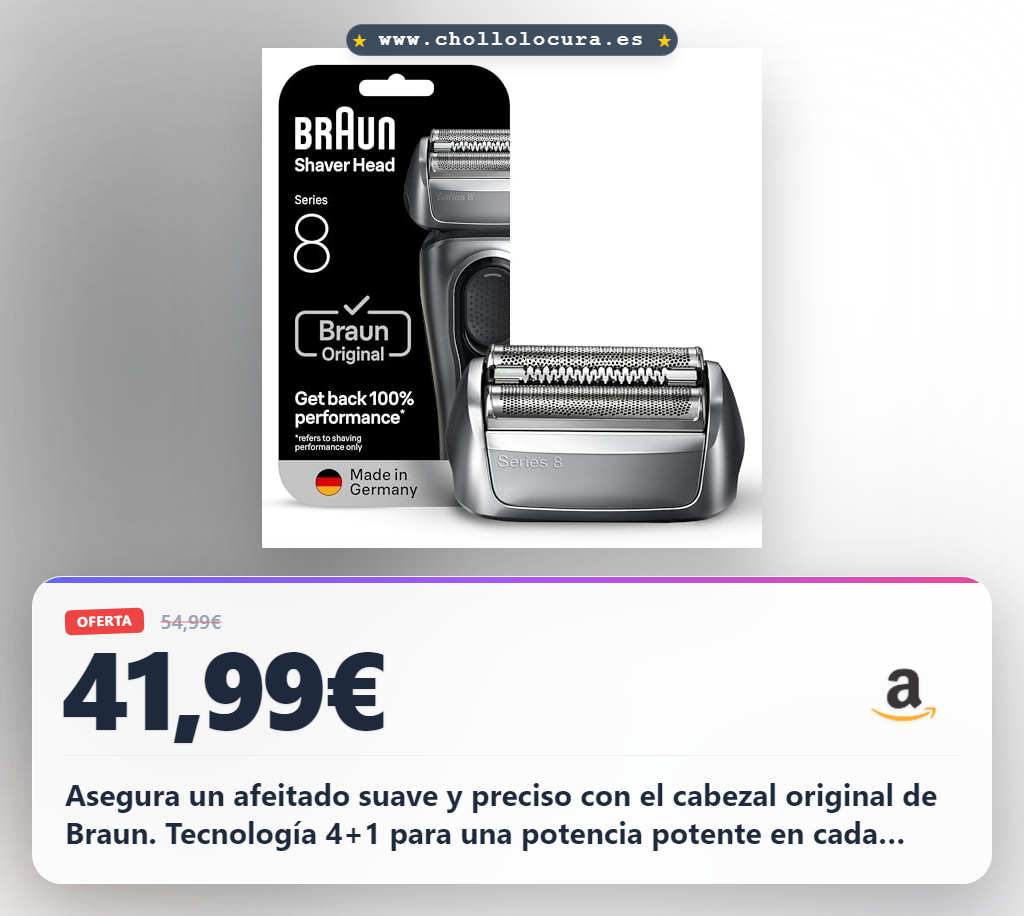 Consigue cabezal de recambio original Braun Series 8 para afeitadora eléctrica en oferta