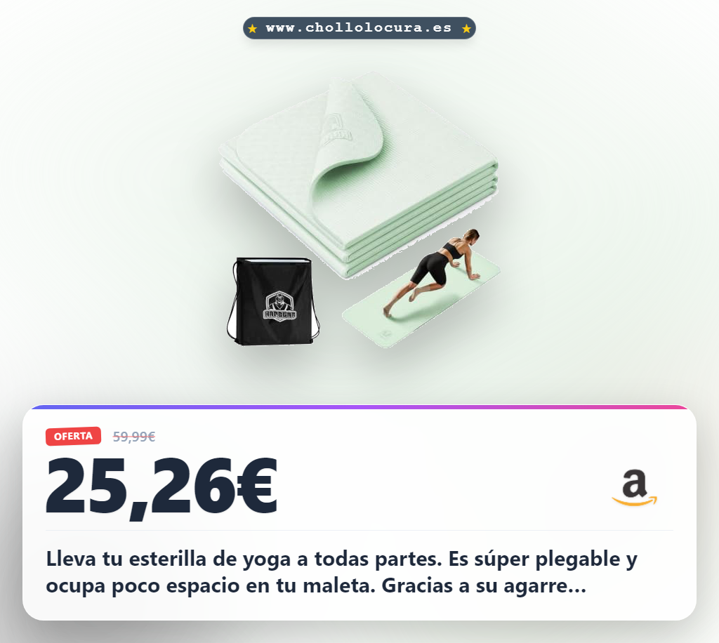 Consigue la esterilla de yoga plegable 183x61 cm antideslizante de TPE al mejor precio del año en oferta