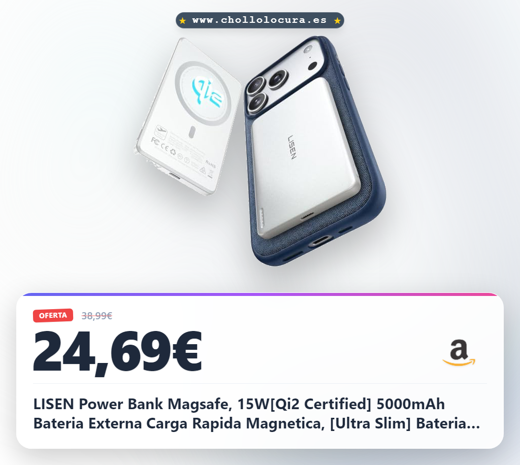 Encuentra el Power Bank LISEN Magsafe de 5000mAh ultradelgado para iPhone al mejor precio del mercado