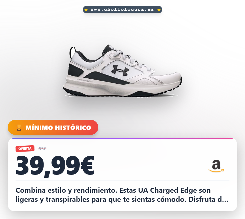 Ahorra las zapatillas Under Armour UA Charged Edge: transpirables y cómodas para correr o entrenar al mejor precio.