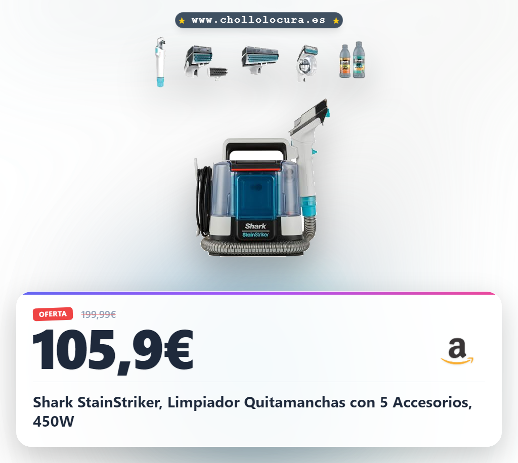 Shark StainStriker, Limpiador Quitamanchas con 5 Accesorios, 450W