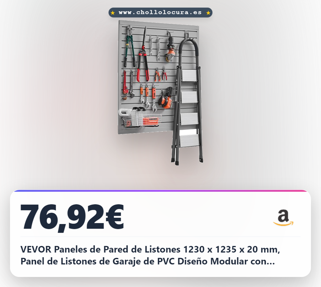 VEVOR Paneles de Pared de Listones 1230 x 1235 x 20 mm, Panel de Listones de Garaje de PVC Diseño Modular con Estructura de Acoplamiento y Corte de Bricolaje para Almacenamiento y Exhibición, Gris