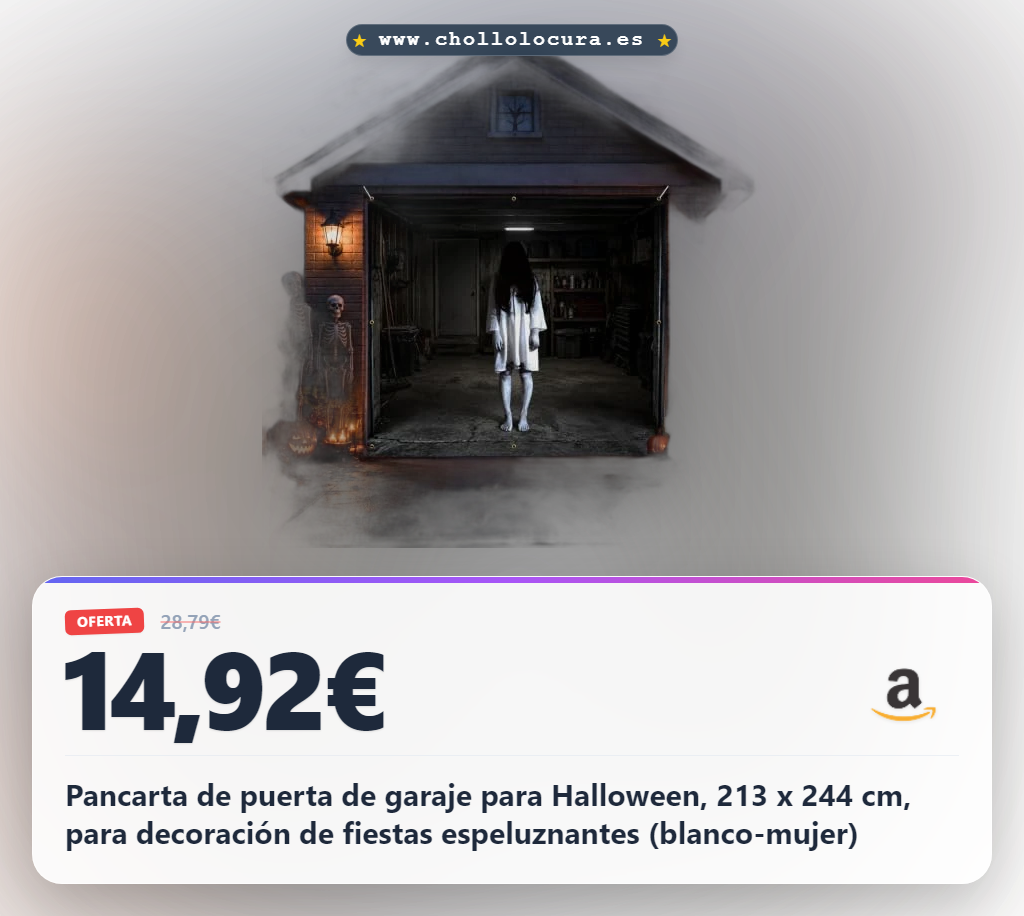 Pancarta de puerta de garaje para Halloween, 213 x 244 cm, para decoración de fiestas espeluznantes (blanco-mujer)