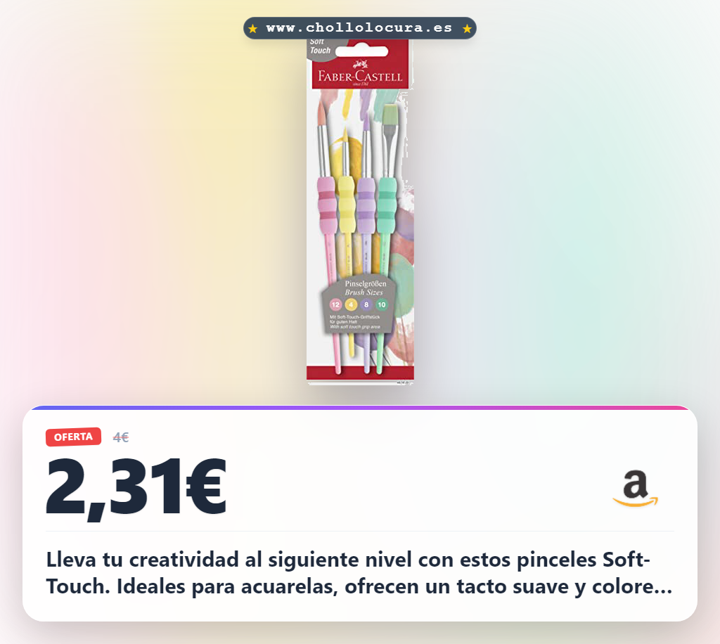 Aprovecha el set de 4 pinceles Faber-Castell Soft-Touch para acuarelas con mango blando al mejor precio