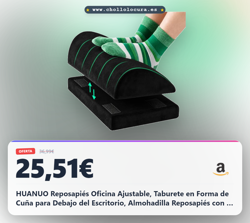 HUANUO Reposapiés Oficina Ajustable, Taburete en Forma de Cuña para Debajo del Escritorio, Almohadilla Reposapiés con 2 Opciones de Altura para Uso en Casa y Oficina