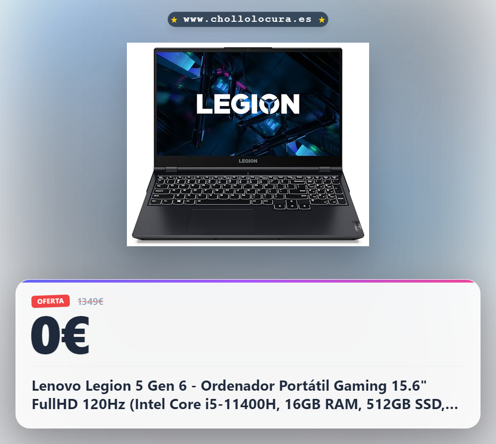 Lenovo Legion 5 Gen 6 - Ordenador Portátil Gaming 15.6" FullHD 120Hz (Intel Core i5-11400H, 16GB RAM, 512GB SSD, NVIDIA GeForce RTX 3060-6GB, Windows 11 Home) Azul Oscuro/Negro, Teclado QWERTY Español