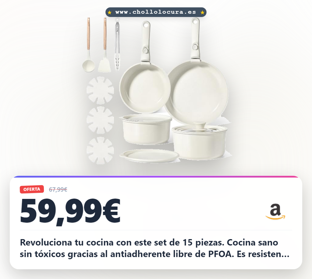 Adquiere este set de 15 ollas y sartenes antiadherentes de inducción, duraderos y sin tóxicos al mejor precio