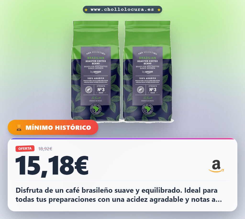 Aprovecha estos Granos de Café Brasileños Tostado Medio con certificación Rainforest Alliance al mejor precio