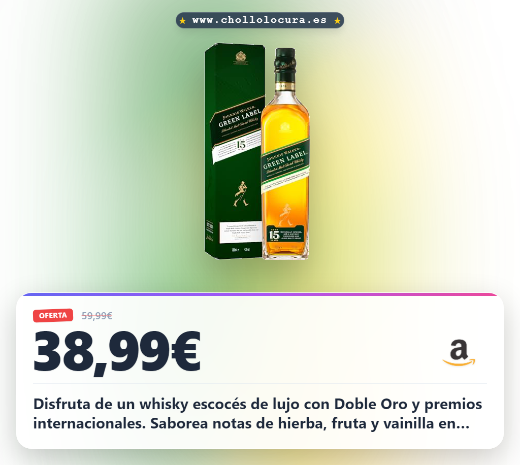 Disfruta el whisky escocés de lujo Johnnie Walker Doble Oro premiado en competiciones internacionales