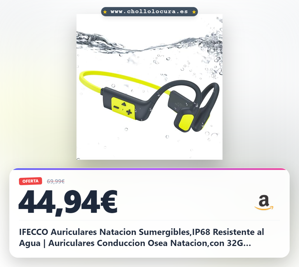 Disfruta de los auriculares IFECCO IP68 de conducción ósea para natación y running a precio de chollo.