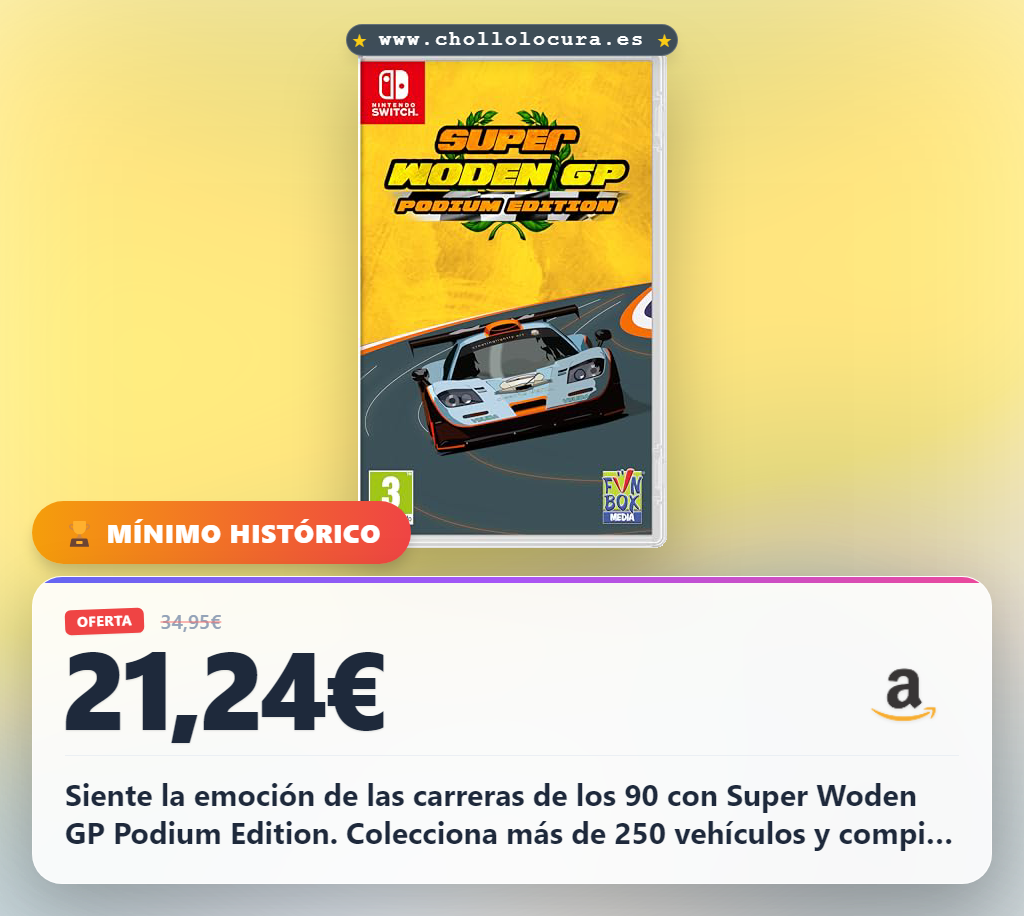 Aprovecha el Super Woden GP Podium Edition con 2 juegos y soundtrack en oferta histórica