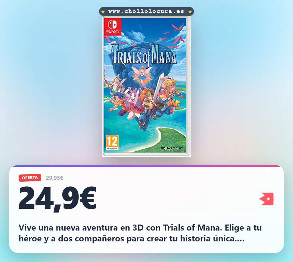 Aprovecha Trials of Mana remake 3D para Switch con personajes y clases únicas al mejor precio