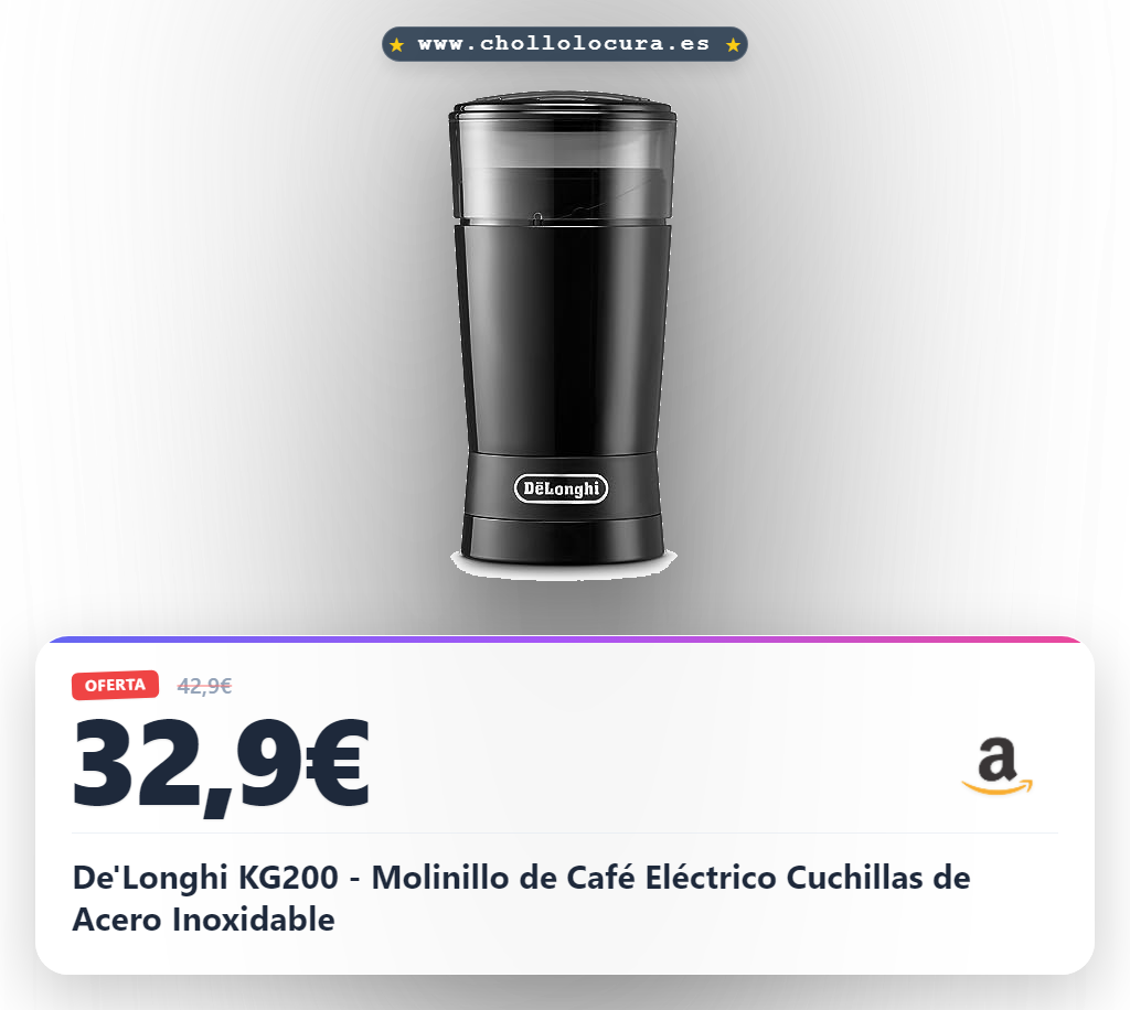 De'Longhi KG200 - Molinillo de Café Eléctrico Cuchillas de Acero Inoxidable
