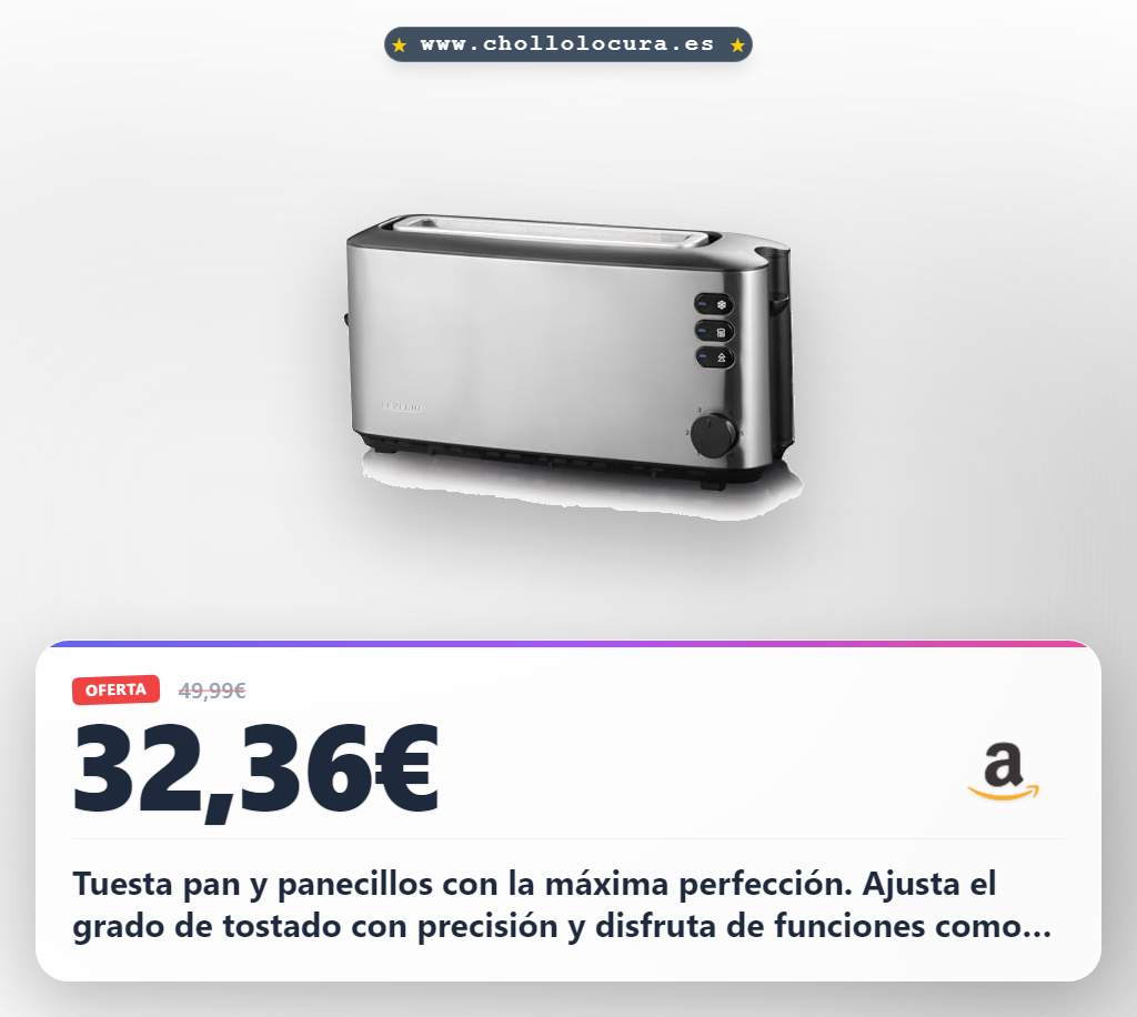 Aprovecha la tostadora Severin automática de acero inoxidable con tostado perfecto y funciones de recalentamiento en oferta