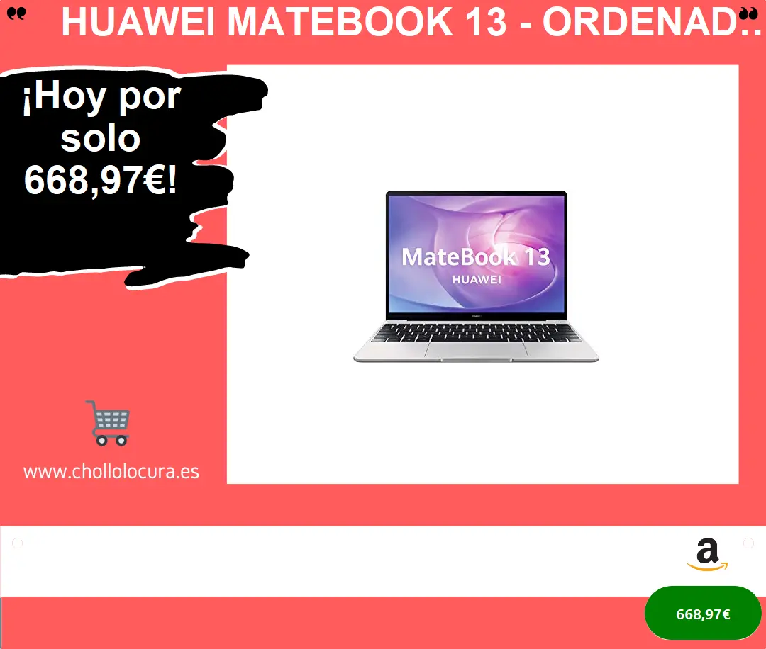 HUAWEI MateBook 13 - Ordenador Portátil con Pantalla FullView de 13 '' 2K (AMD Ryzen 5 3500U, 8GB RAM, SSD de 512GB, Colaboración-multipantalla, Windows 10 Home), Grey - Teclado QWERTY Español