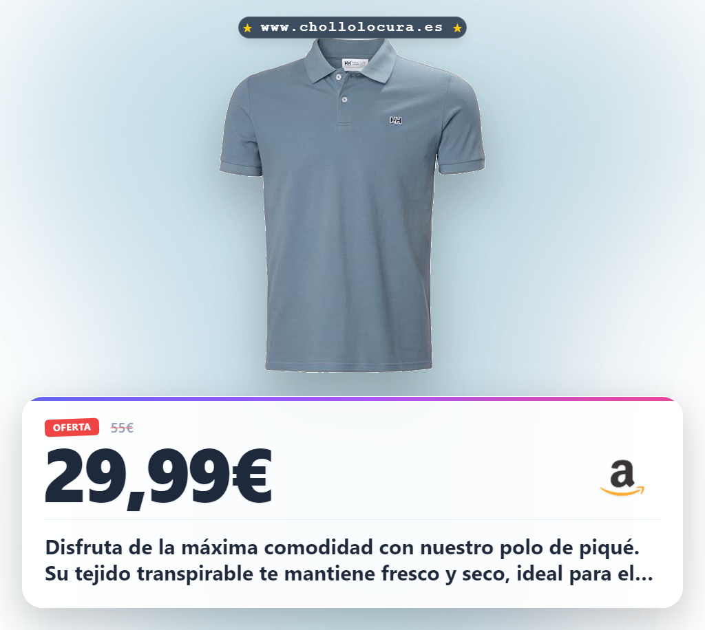 Compra el polo Helly Hansen Hudson Navy. Comodidad diaria y estilo clásico, ideal para el agua y la calle. Aprovecha este chollo.