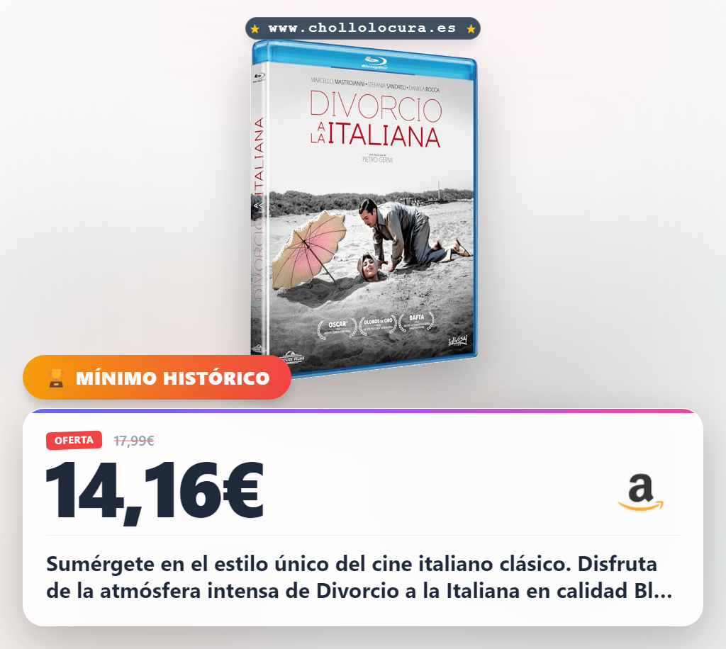 Aprovecha este clásico de cine Divorcio a la Italiana de 1961 en Blu-ray a precio de chollo
