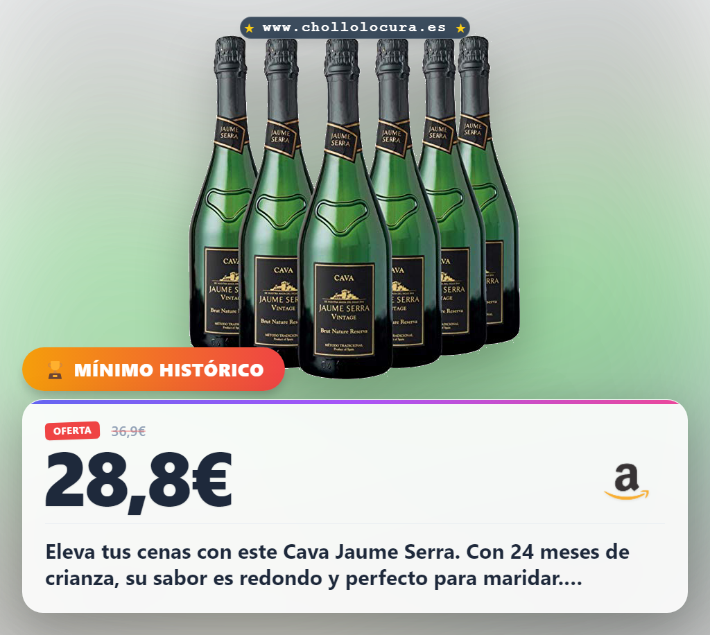 Consigue el Cava Jaume Serra Vintage Brut Nature Reserva Crianza 24 Meses en oferta histórica