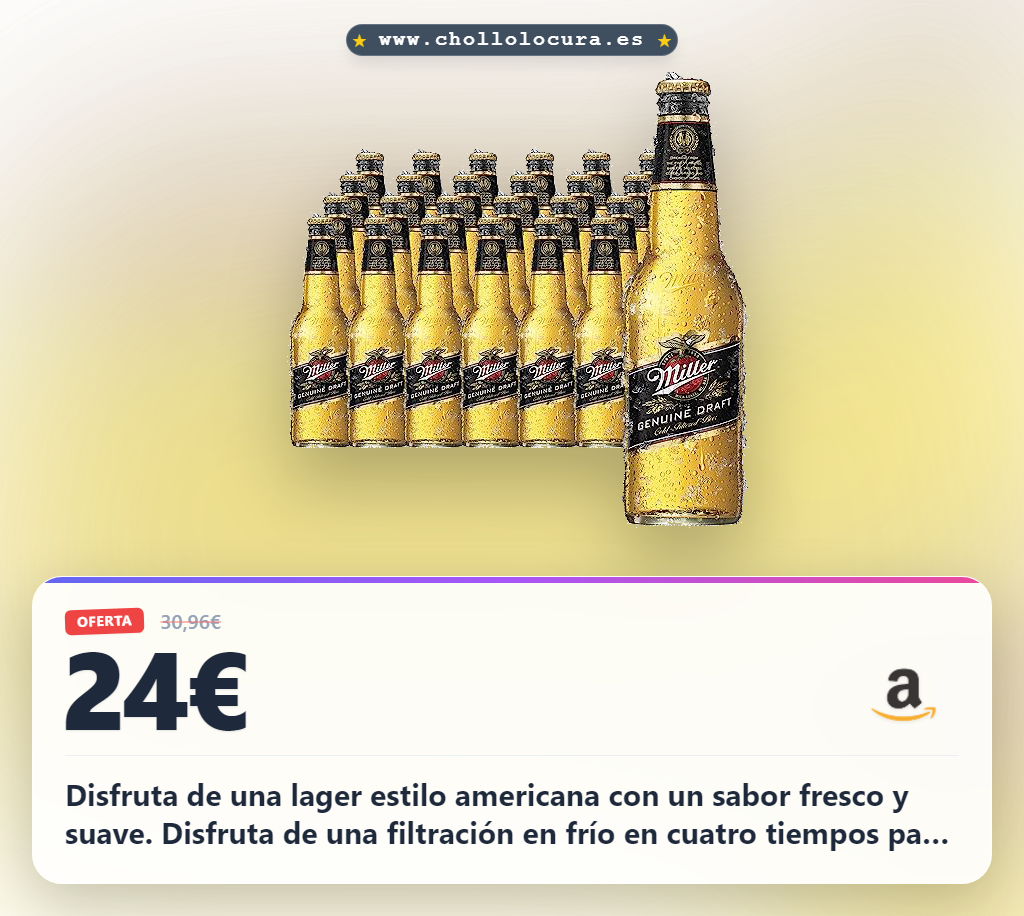 Consigue la cerveza Miller Genuine Draft Lager Norteamericana 4.7% en oferta: caja de 24 botellas al mejor precio