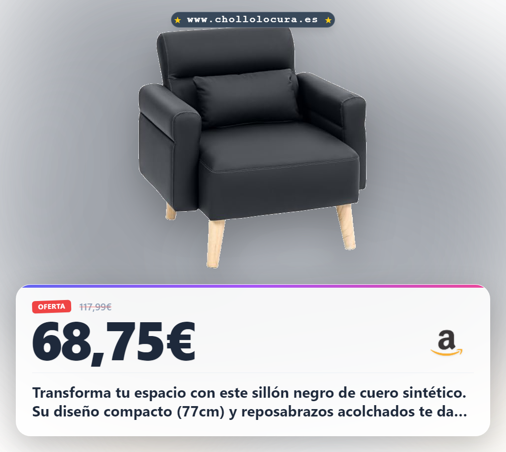 Ahorra este sillón de salón en cuero sintético HOMCOM: diseño compacto y máximo confort para tu sala o dormitorio al mejor precio