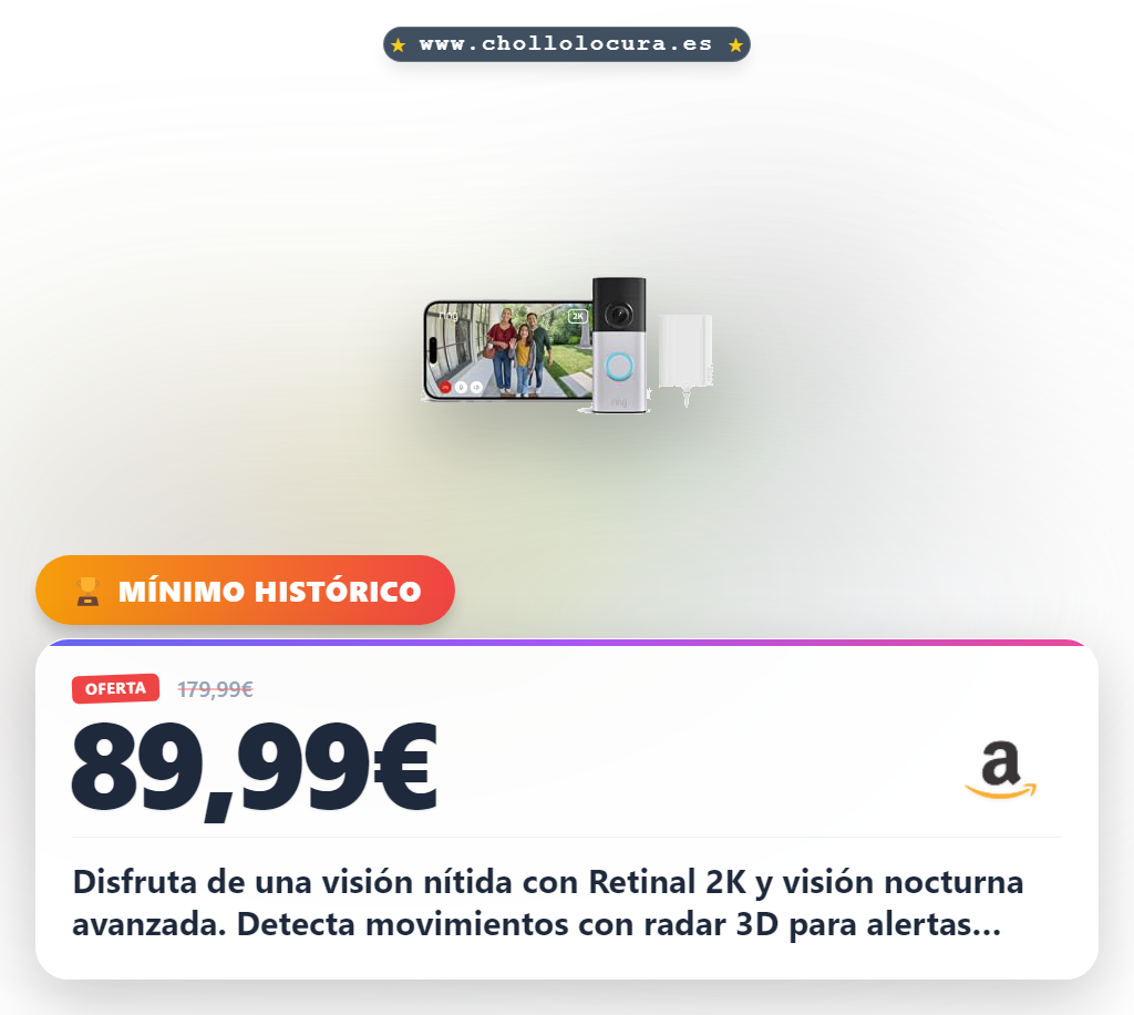 Consigue el timbre Ring Retinal 2K con visión nocturna y detección de movimiento 3D al mejor precio