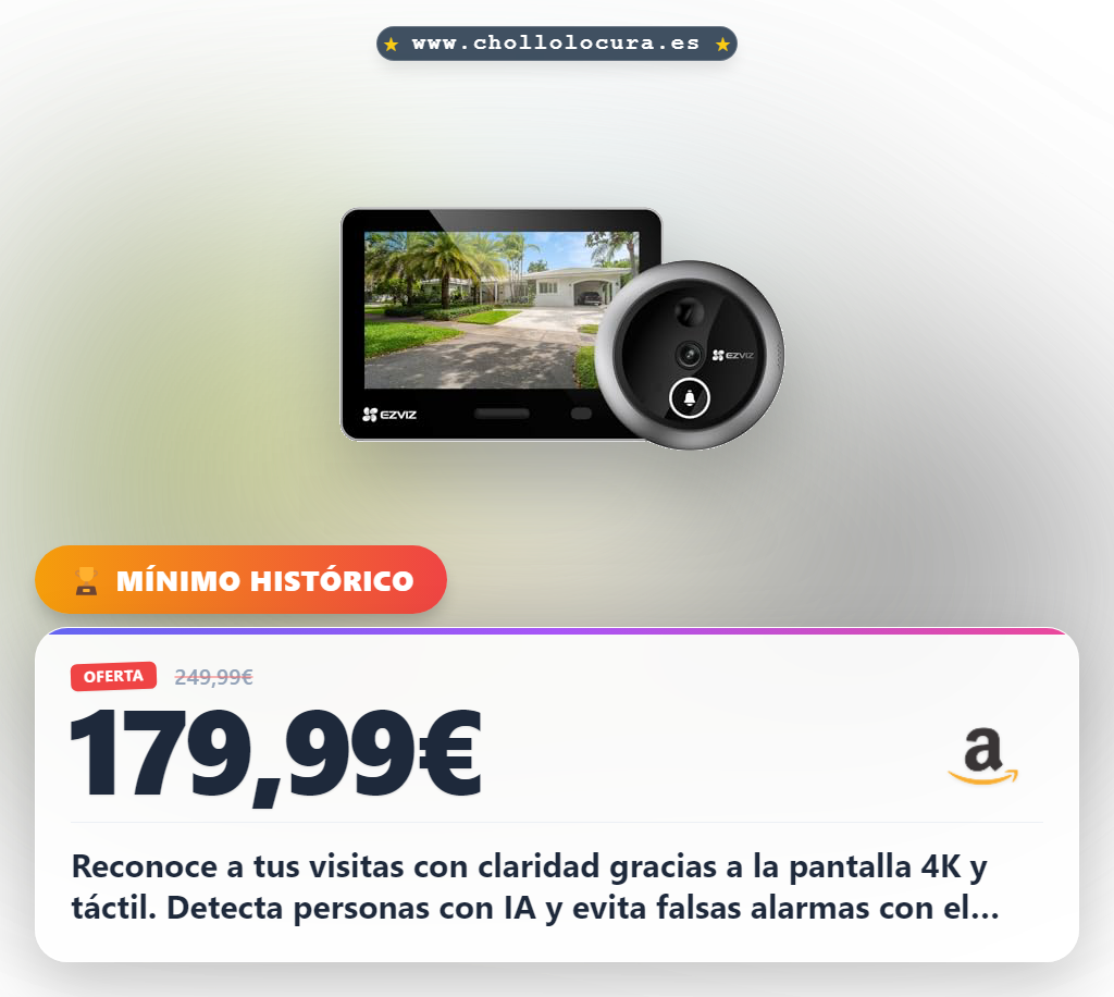 Consigue la mirilla digital 4K con IA y pantalla táctil para puerta inteligente en oferta