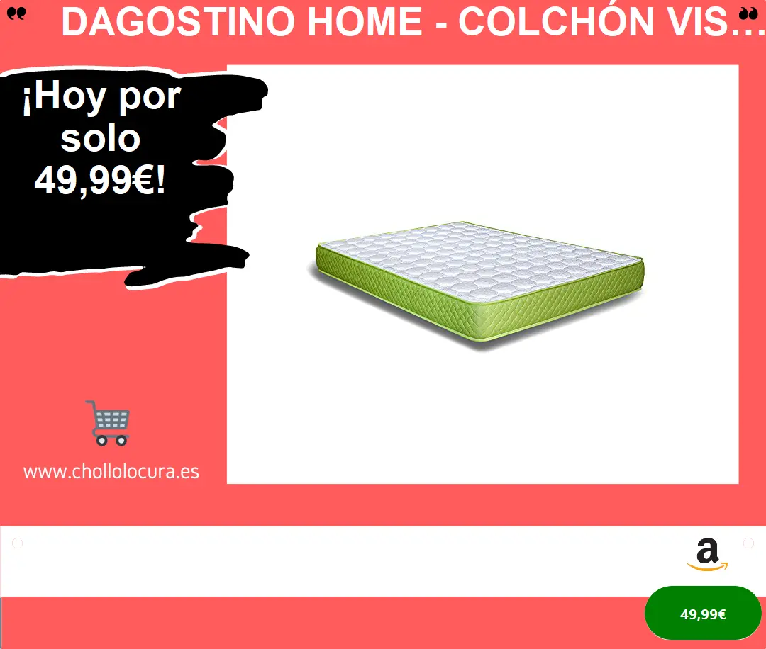 DAGOSTINO HOME - Colchón Viscoelástico DIAMANTE 90 X 190 X 20 cm - Reversible - Fabricado en España - (Todas las medidas)