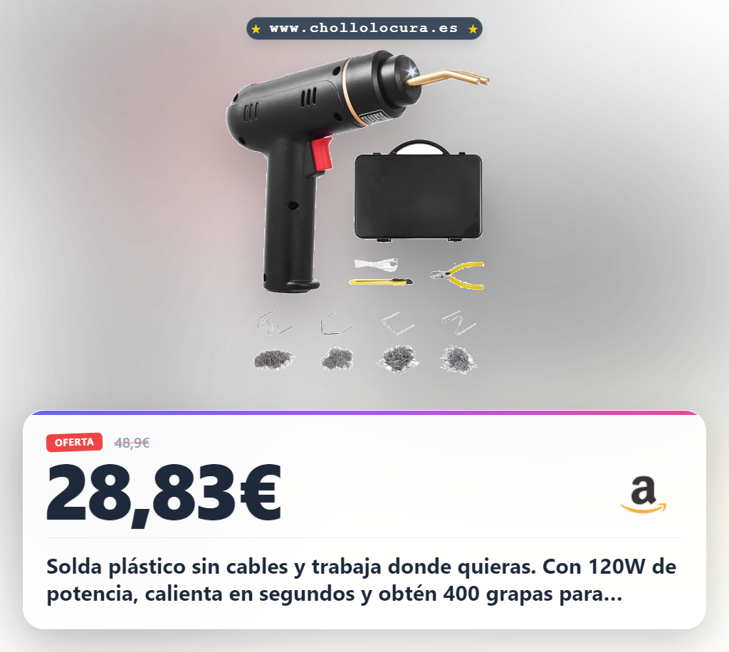 Consigue el soldador de plástico inalámbrico VEVOR 120W con 400 grapas para reparar grietas.