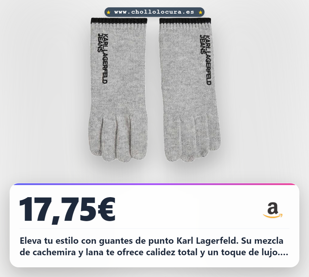 Logra el look perfecto con Guantes de Punto KARL LAGERFELD Jeans Mujer Gris Jaspeado y Cachemira al mejor precio