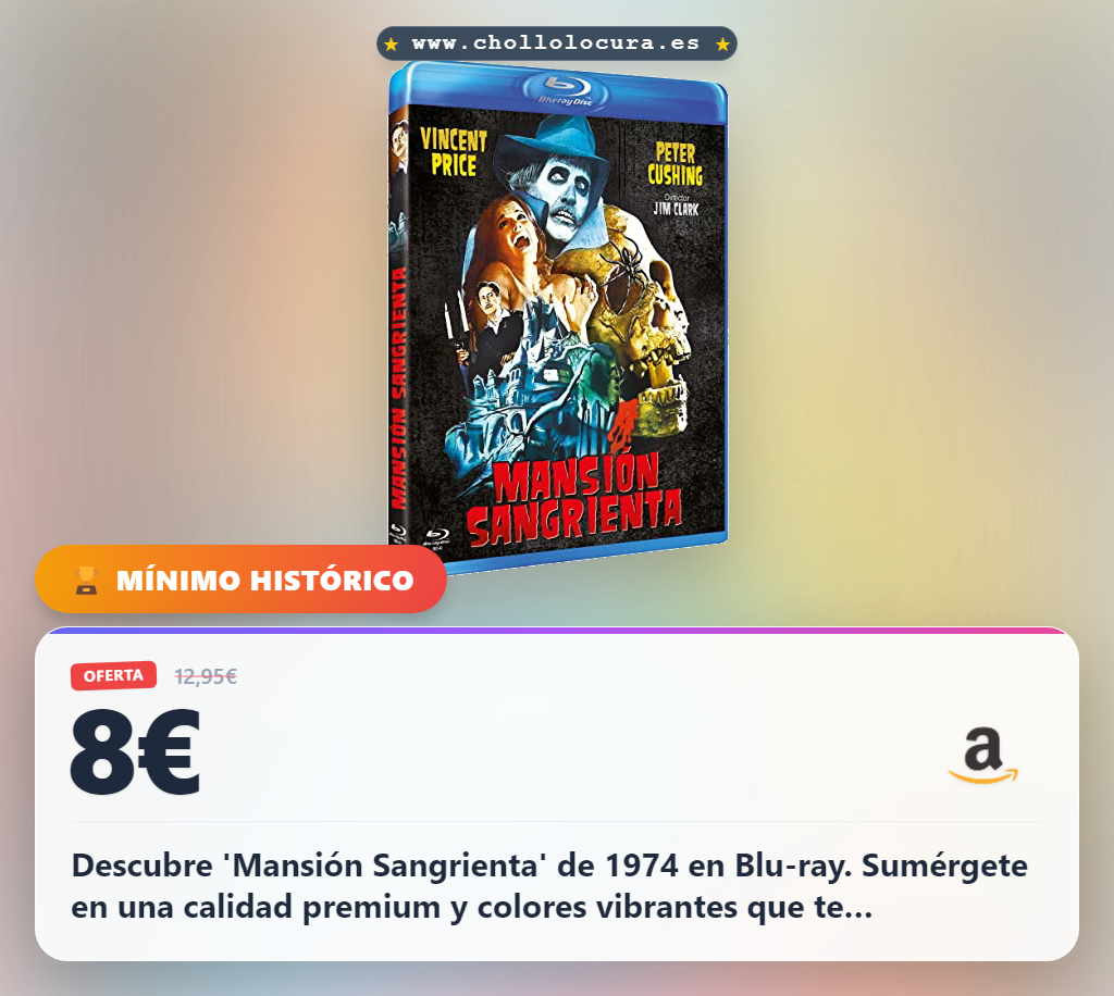 Ahorra en la película Mansión Sangrienta de 1974 en Blu-ray con calidad premium y color vibrante. ¡Chollo ideal para cine clásico!