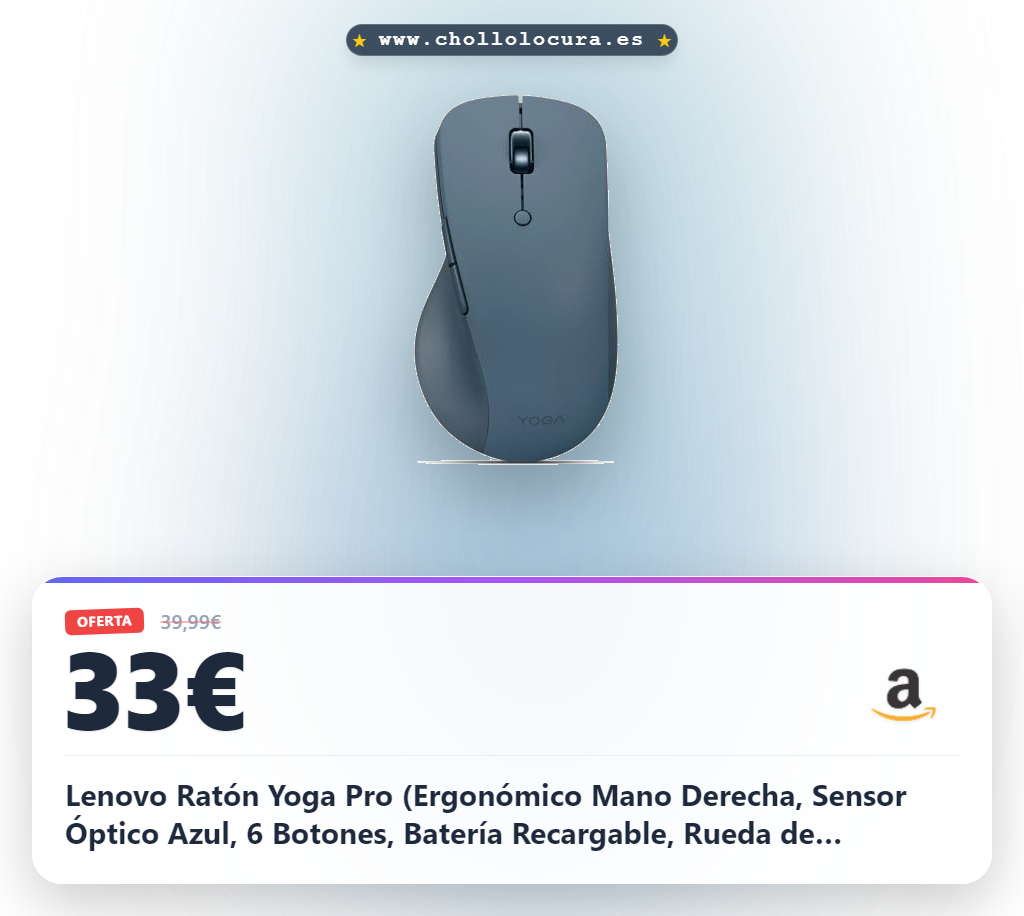 Lenovo Ratón Yoga Pro (Ergonómico Mano Derecha, Sensor Óptico Azul, 6 Botones, Batería Recargable, Rueda de Desplazamiento, Bluetooth, Compatible Windows 10 y 11) – Color Tidal Teal