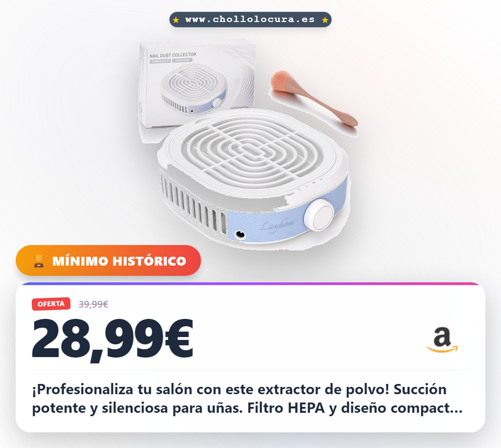 Logra el aspirador de polvo para uñas profesional con filtro HEPA y motor potente en oferta histórica