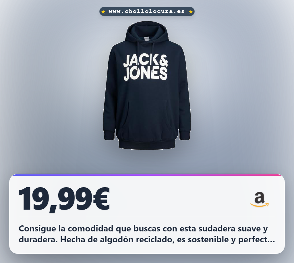 Aprovecha la sudadera JACK & JONES con algodón reciclado y ajuste Reg FitMelange en oferta histórica